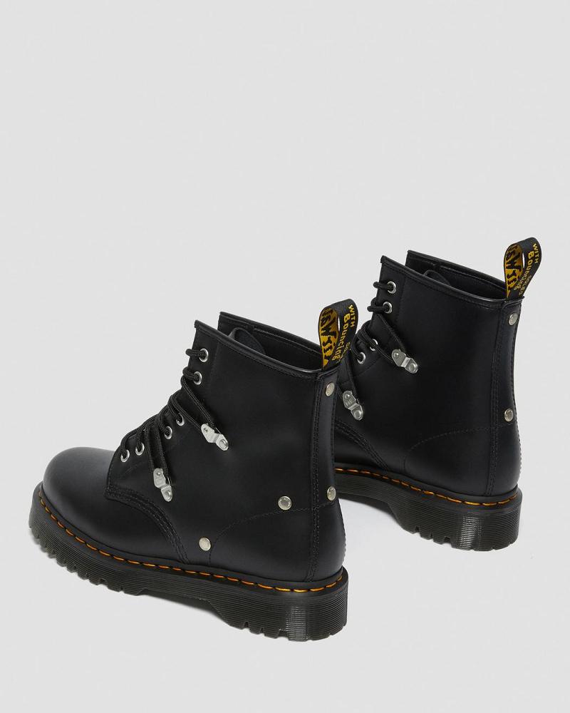 Black Women's Dr Martens 1460 Bex Stud Leather Lace Up Boots | CA 151KOR